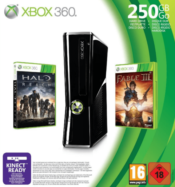 Pack Xbox 360 250 Go avec Halo Reach et Fable 3