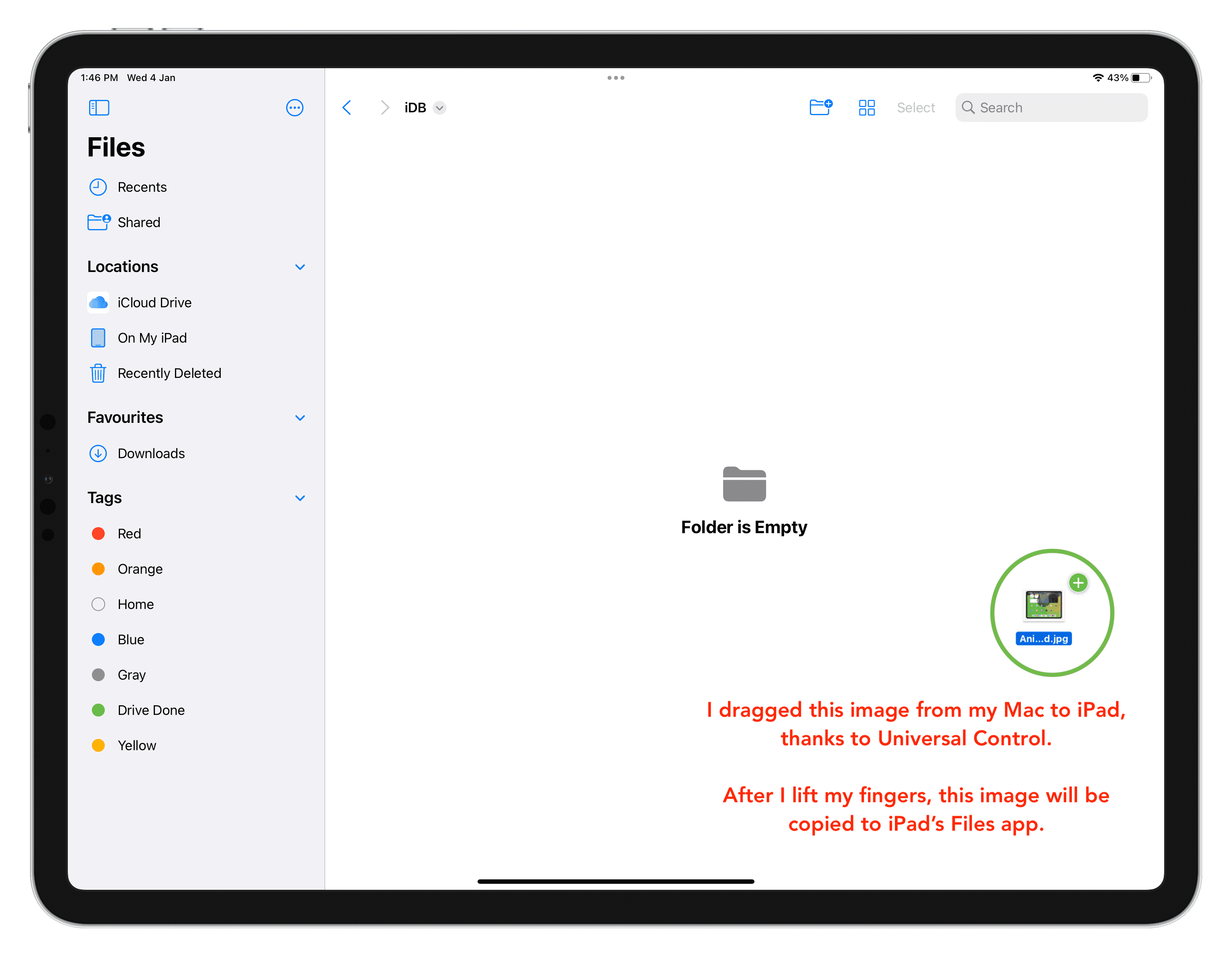 Faire glisser un fichier de Mac vers iPad avec Universal Control