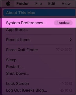 Vérification de la garantie macOS Montery, appuyez sur le logo Apple et sélectionnez les préférences du système
