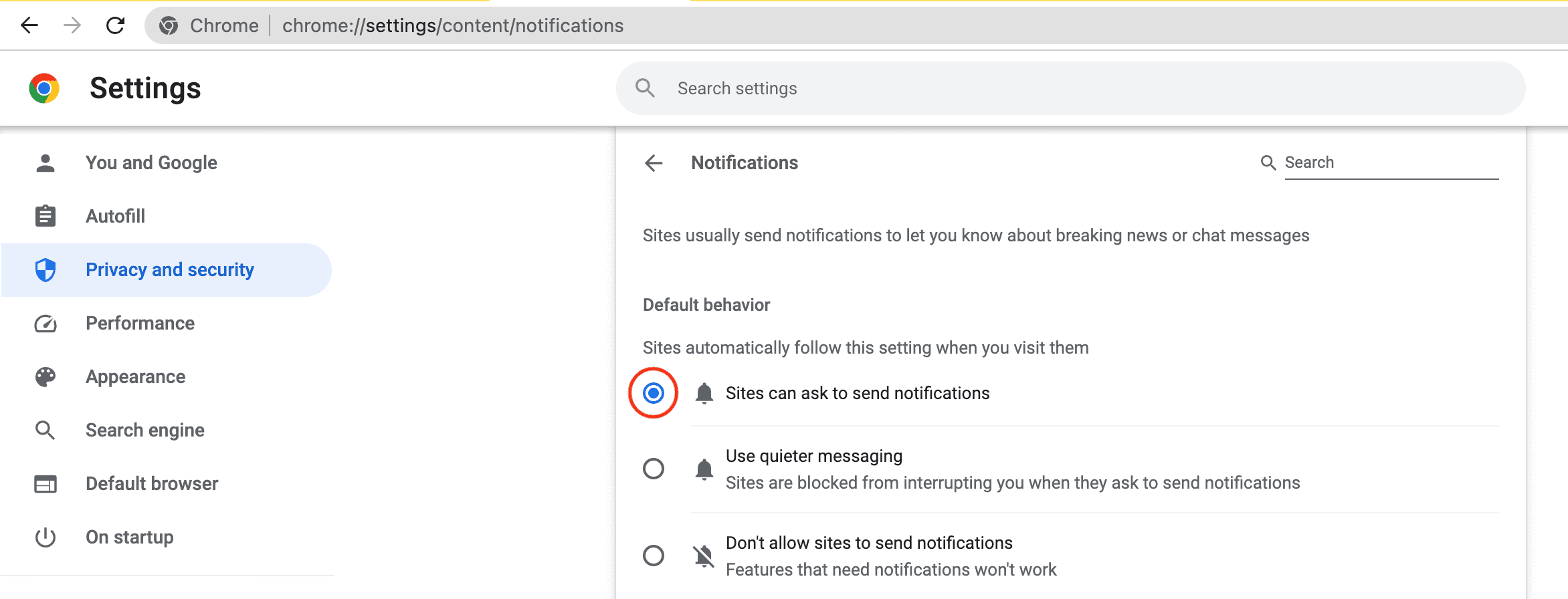 Les sites peuvent demander à envoyer des notifications dans Chrome