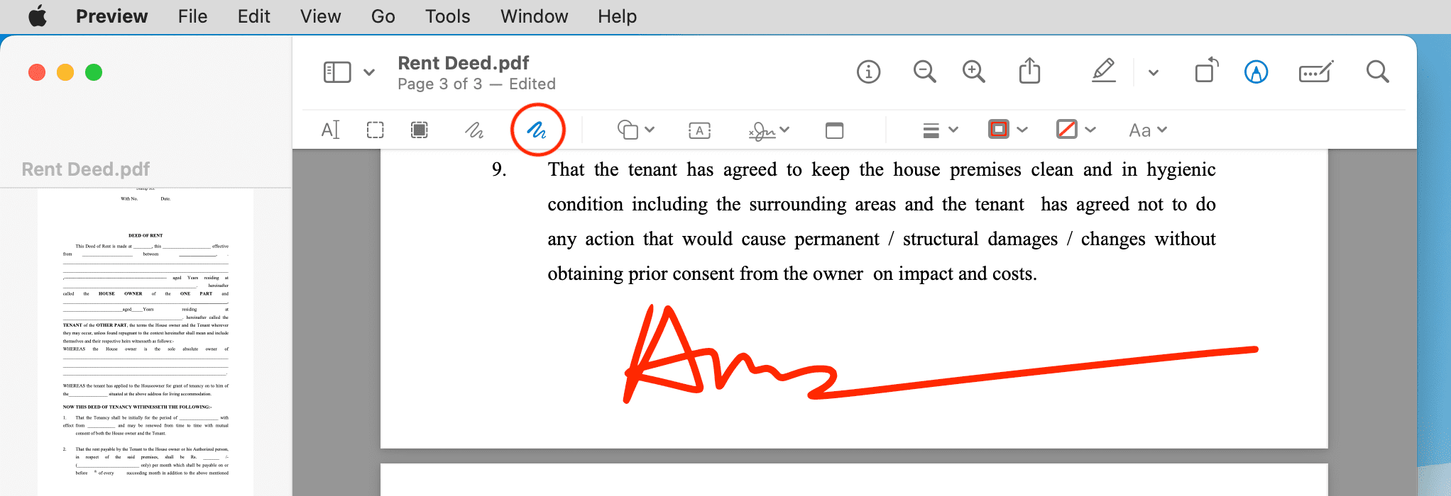 Signer un PDF à l'aide de l'outil Dessiner dans Mac Preview