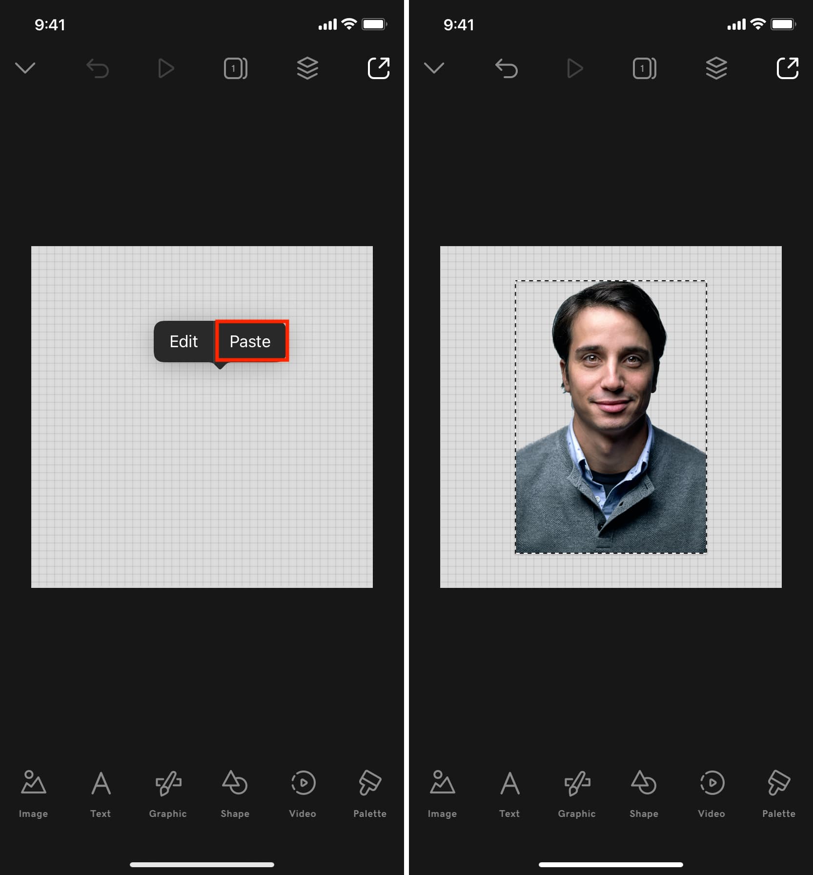 Collez votre visage sans arrière-plan dans l'application Studio sur iPhone