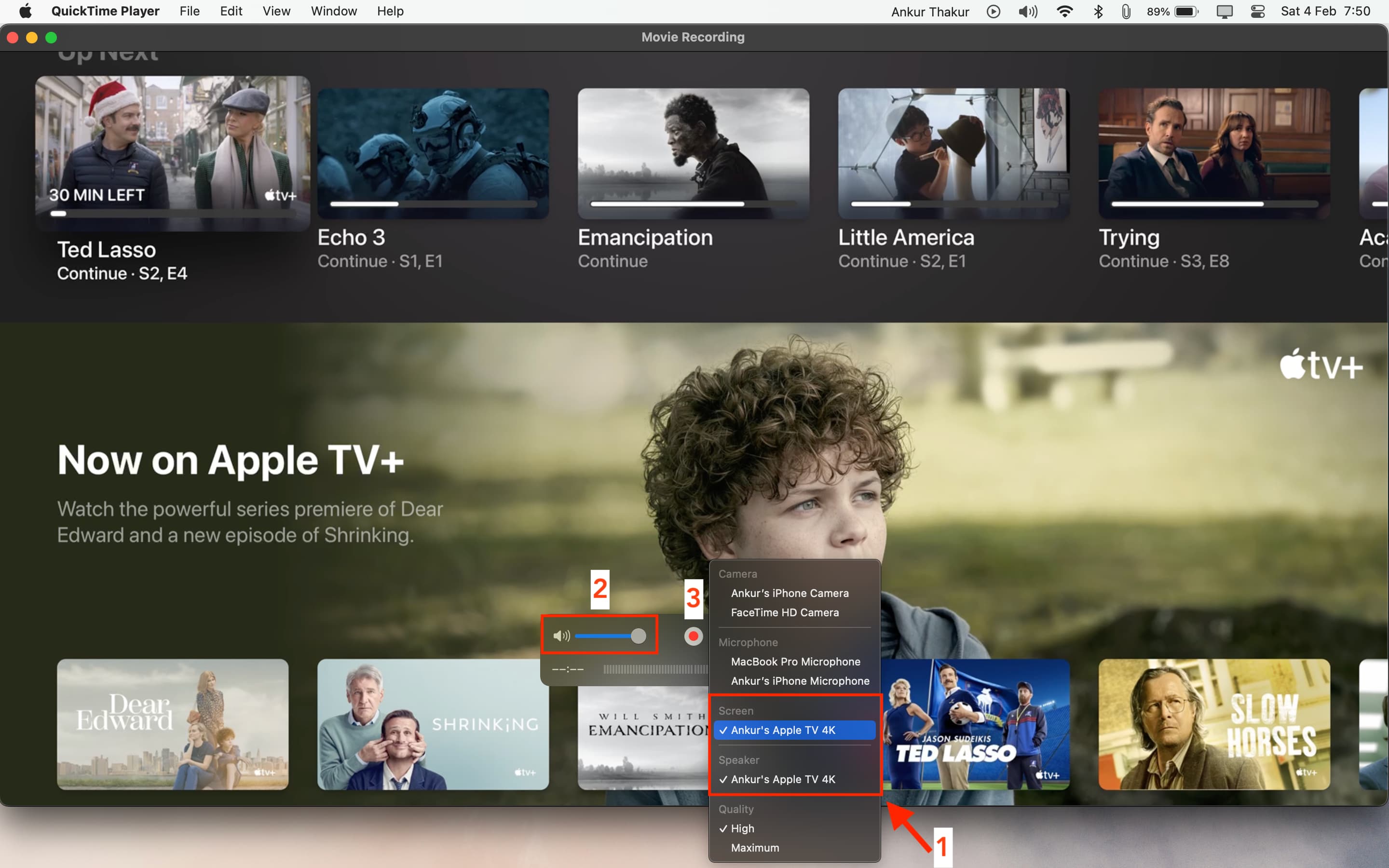 Réglez tout pour démarrer l'enregistrement d'écran sur Apple TV