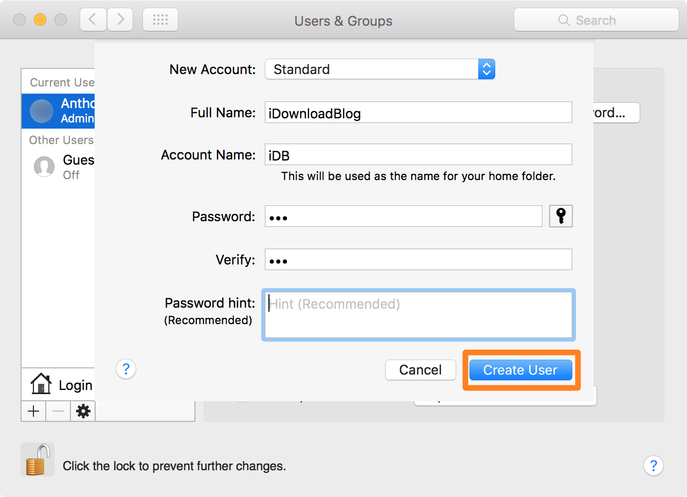 Créer un utilisateur Mac sur macOS Monterey et versions antérieures