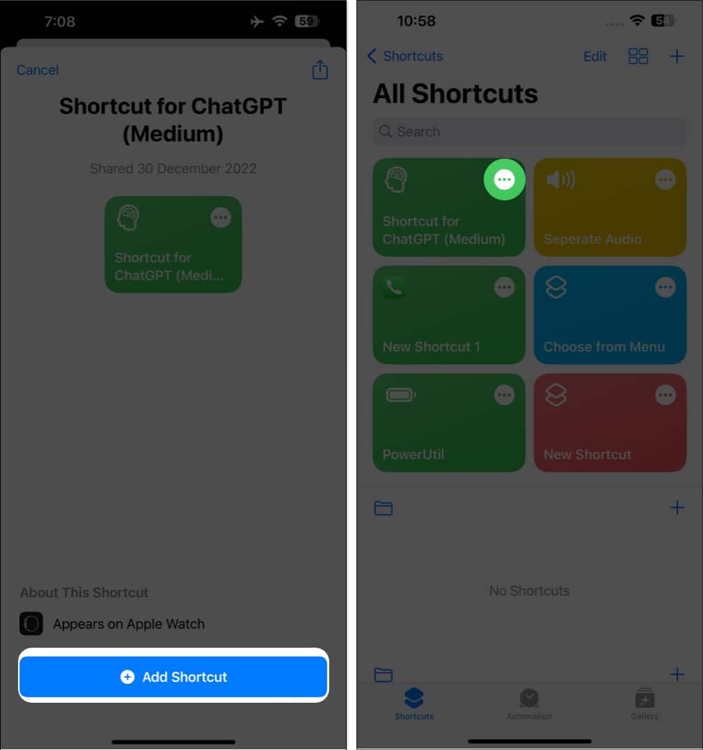 Ajouter un raccourci ChatGPT sur iPhone