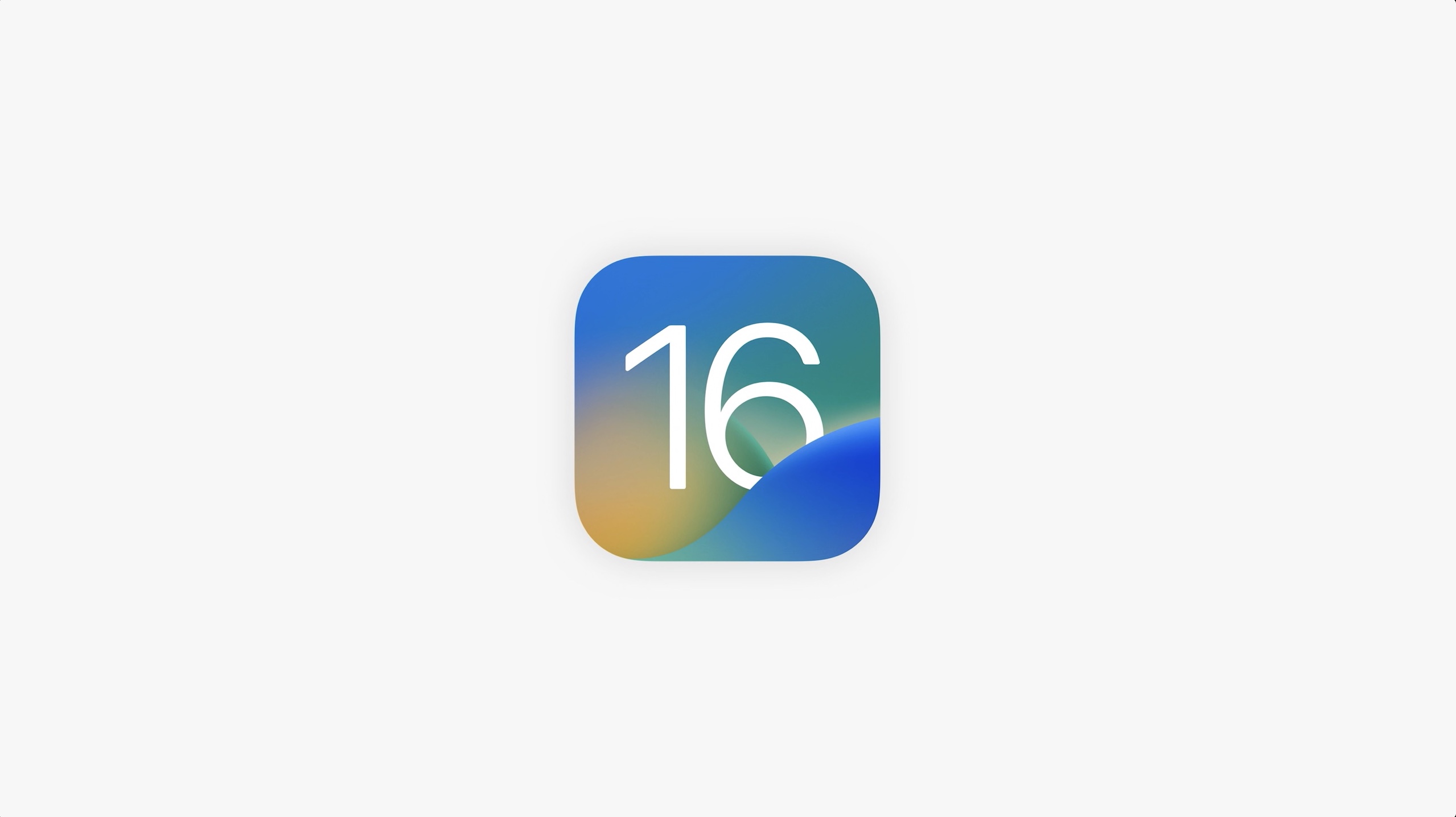 Icône iOS 16 sur un fond uni gris clair