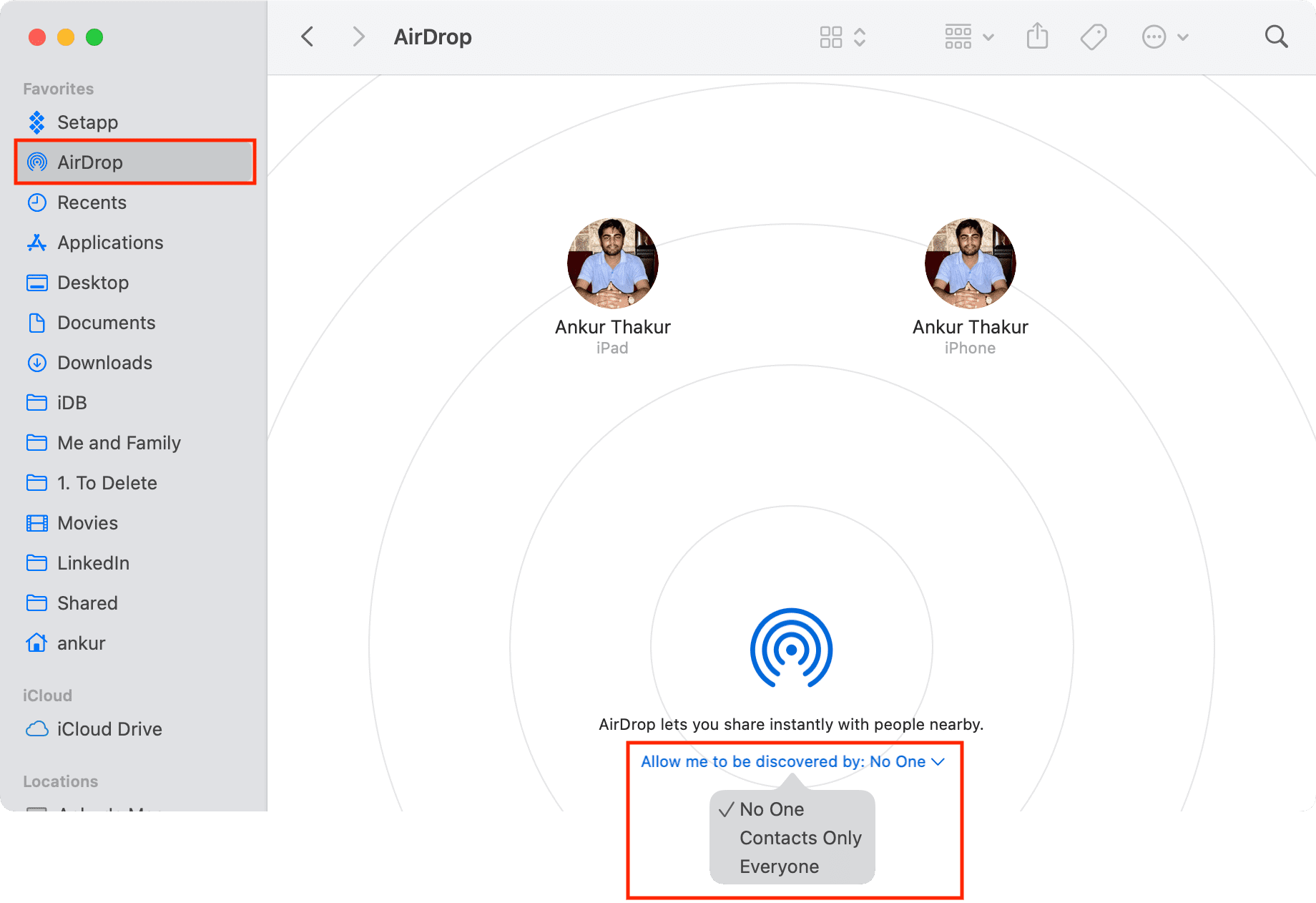 Désactiver AirDrop depuis Mac Finder