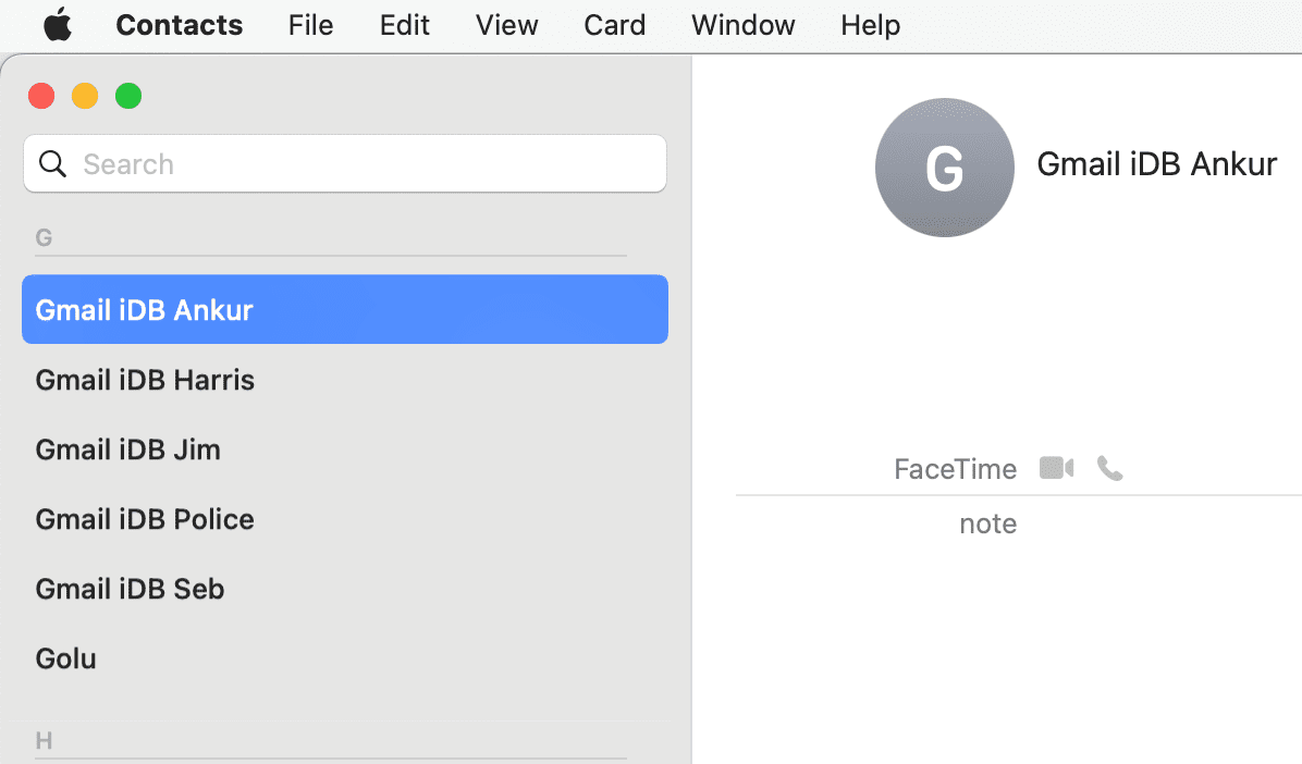 Google Contacts ajouté à l'iPhone apparaissant sur mon application Mac Contacts