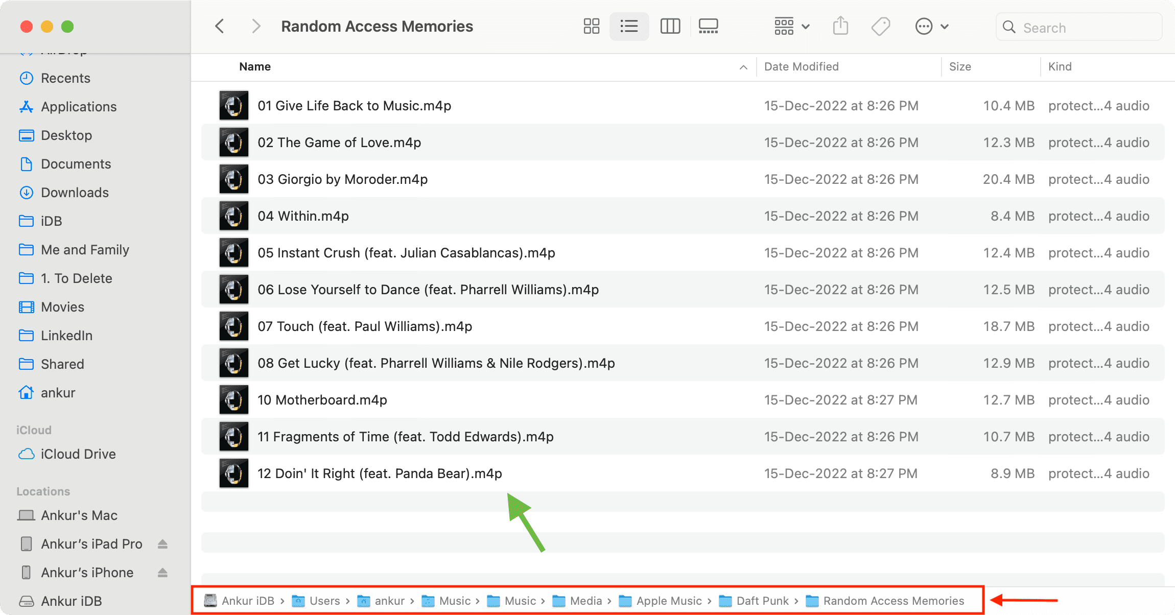 Voir les fichiers téléchargés Apple Music dans le dossier Finder sur Mac