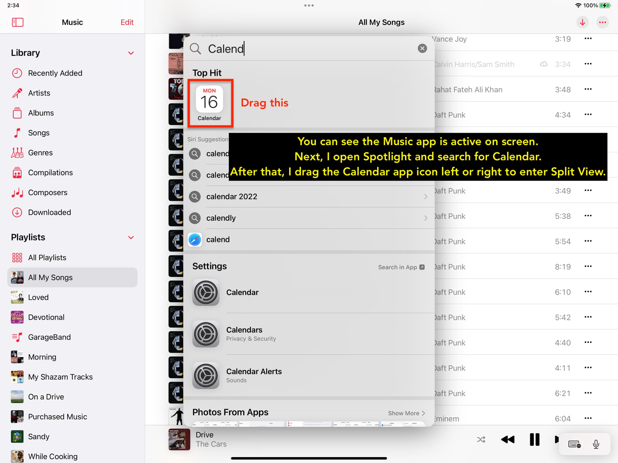 Utilisation de Spotlight sur iPad pour accéder à Split View