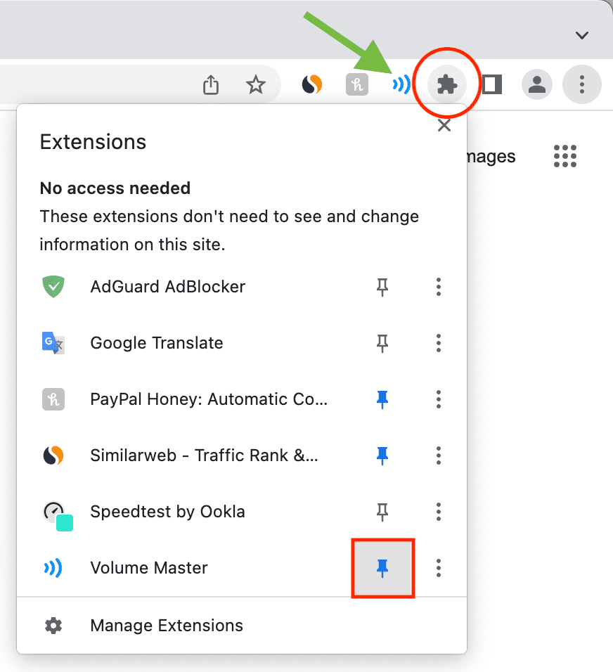 Épingler des extensions à la barre d'outils Chrome