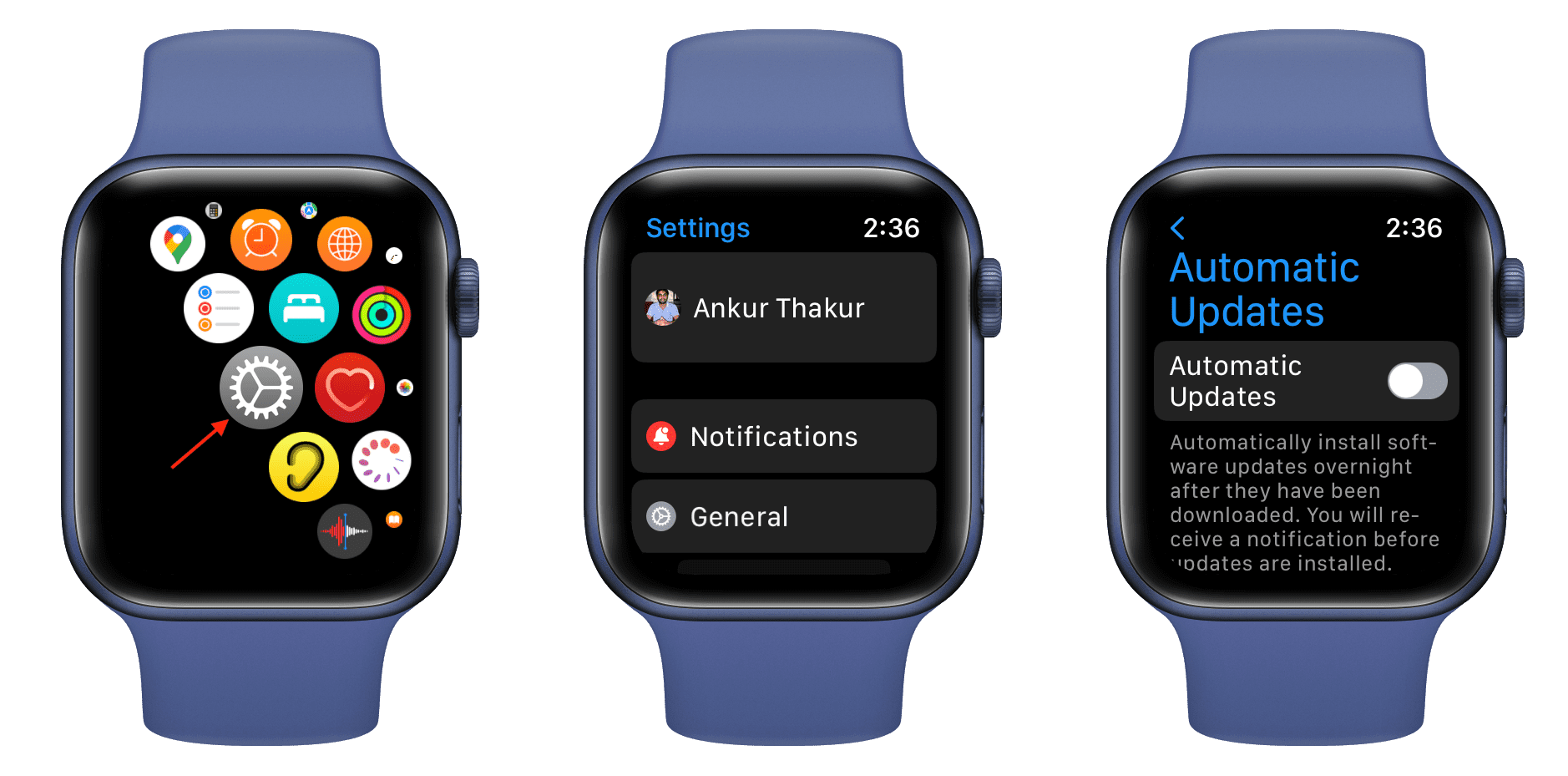 Désactiver les mises à jour automatiques à partir des paramètres Apple Watch