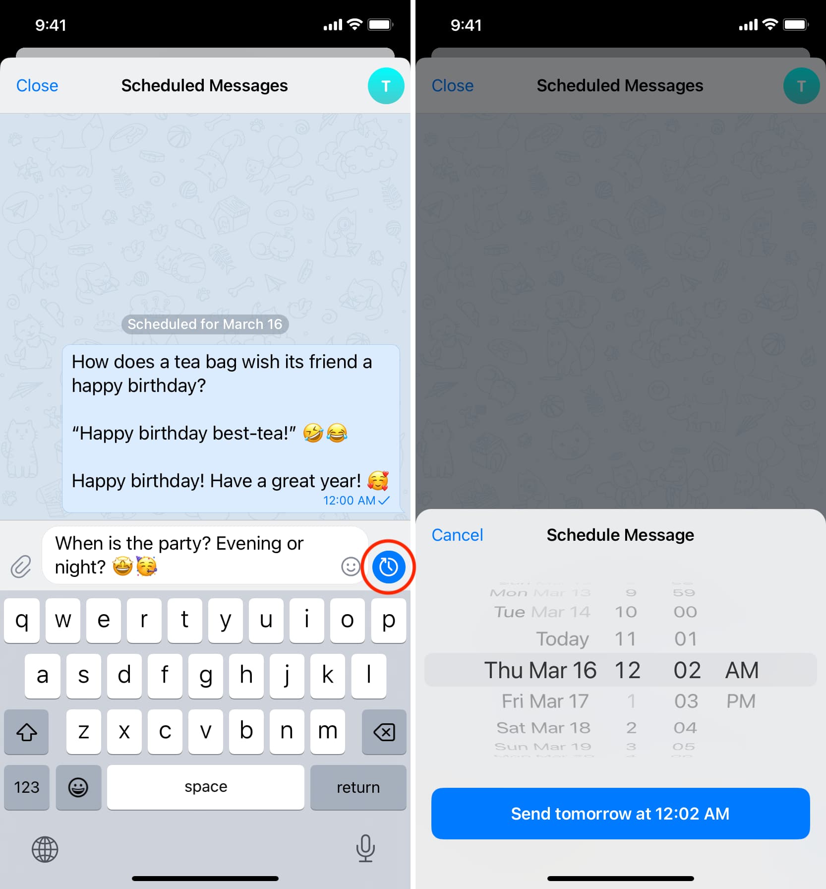 Planifier plus de messages sur Telegram
