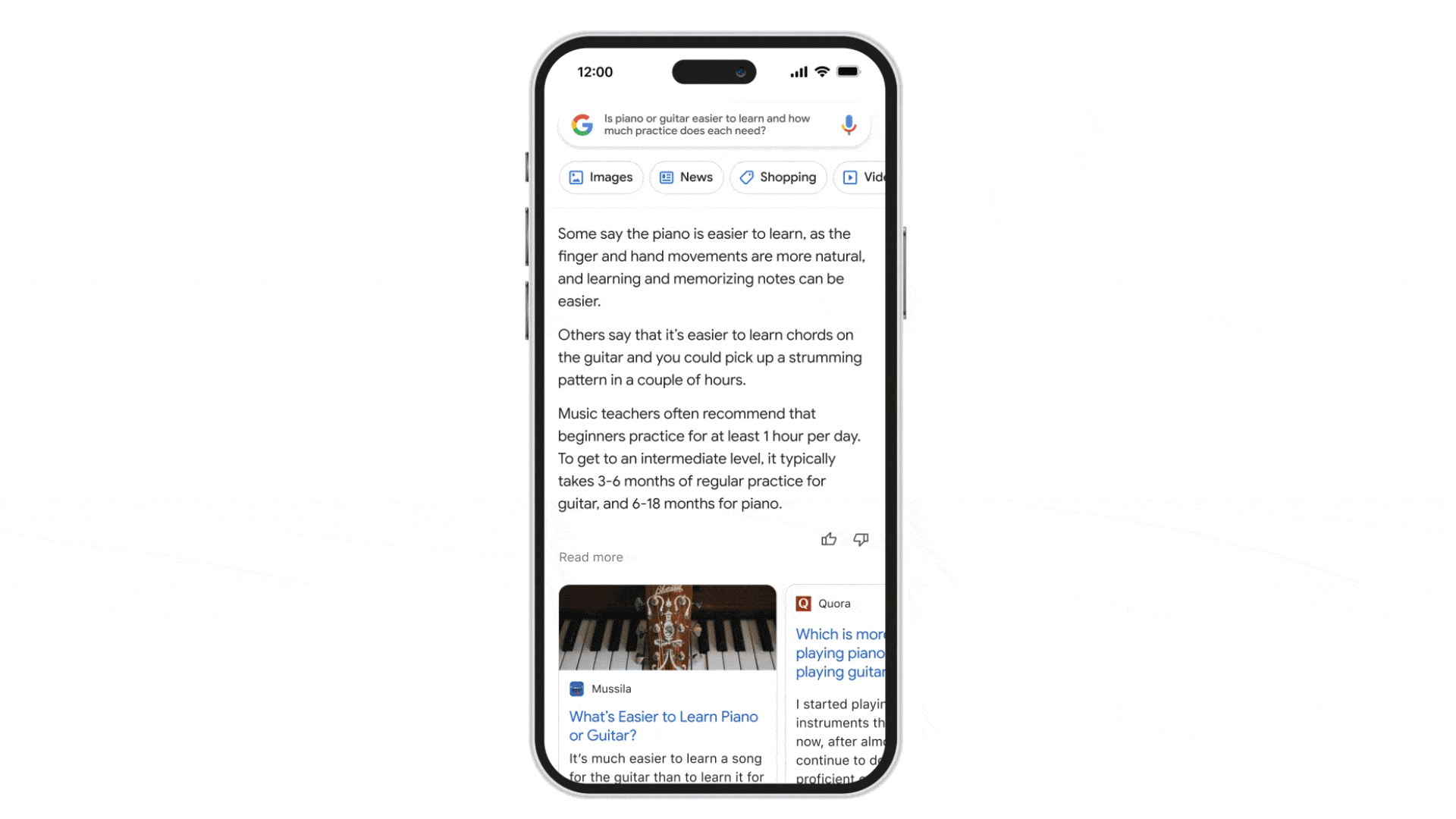 Exemple de requête complexe Google Bard dans Safari sur iPhone