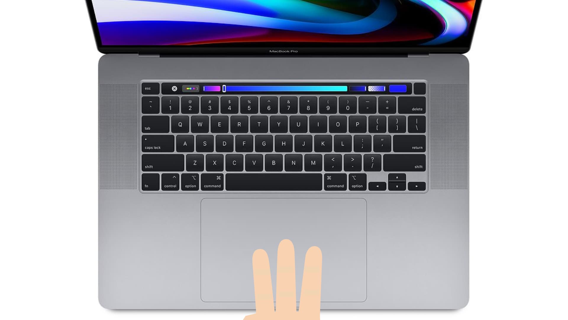 Faites glisser trois doigts sur le trackpad du MacBook