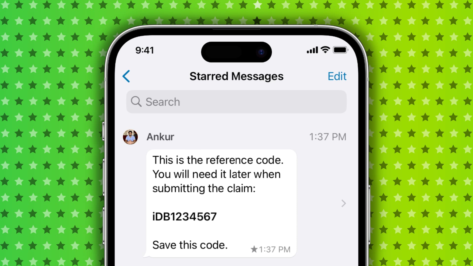 Messages étoiles dans WhatsApp sur iPhone