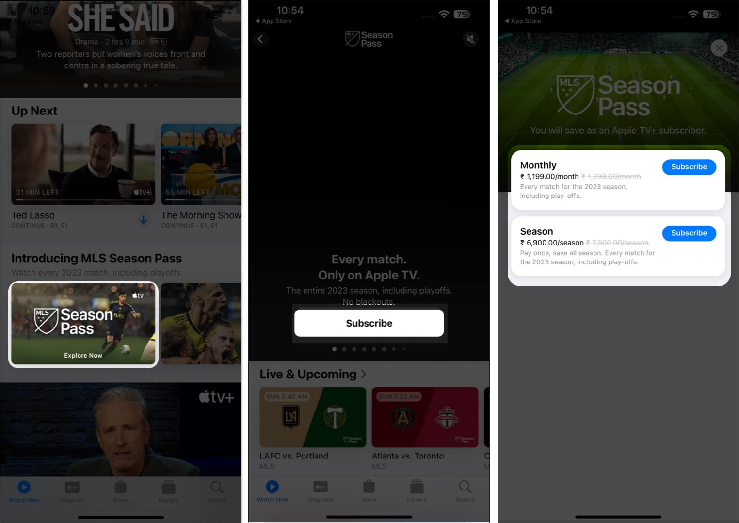 Abonnez-vous au Season Pass MLS dans l'application Apple TV Plus depuis l'iPhone