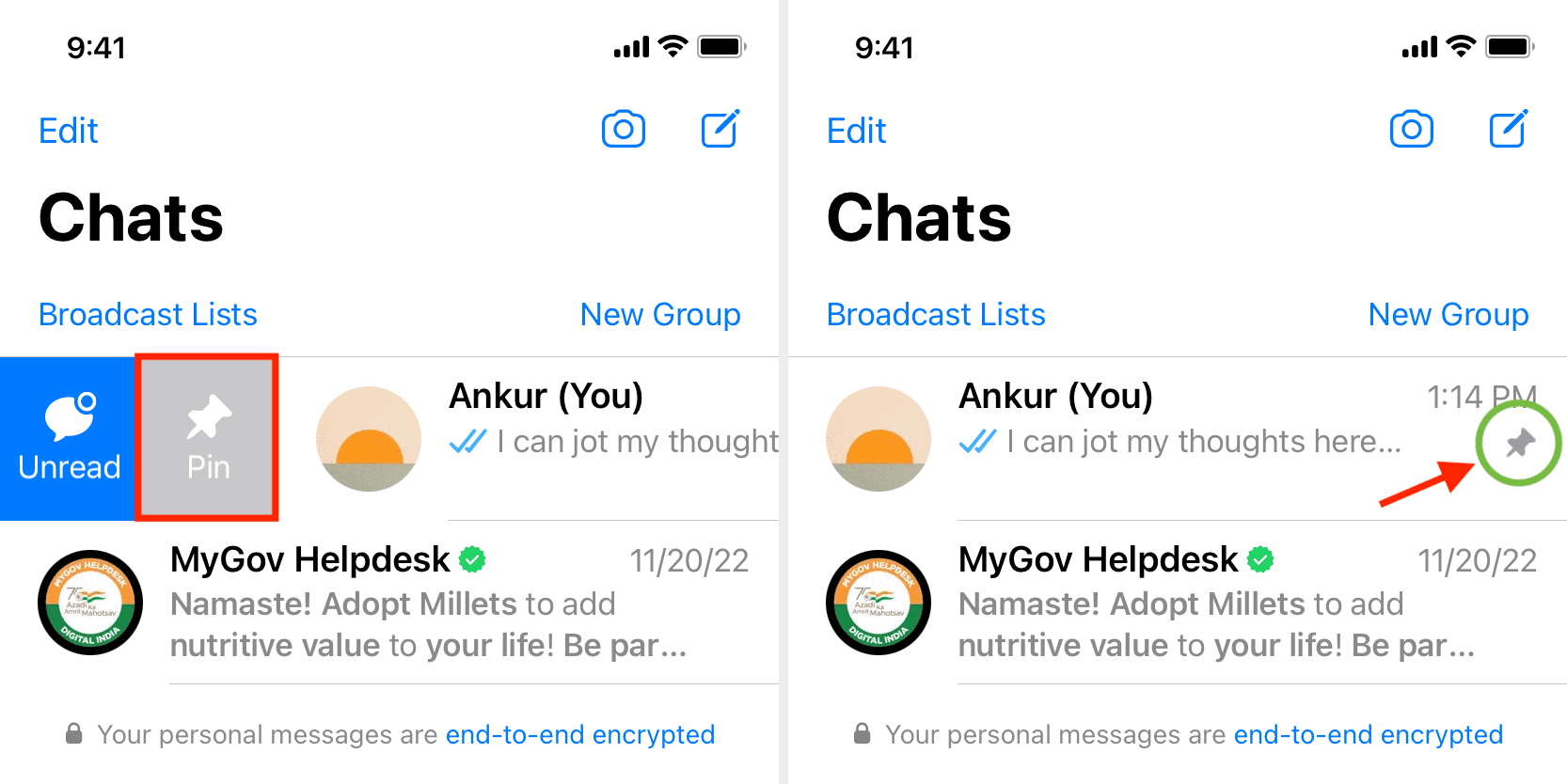 Épingler des messages sur WhatsApp