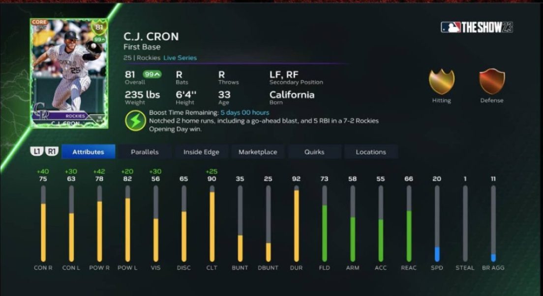 MLB Le spectacle 23 |  CJ Cron |  CS
