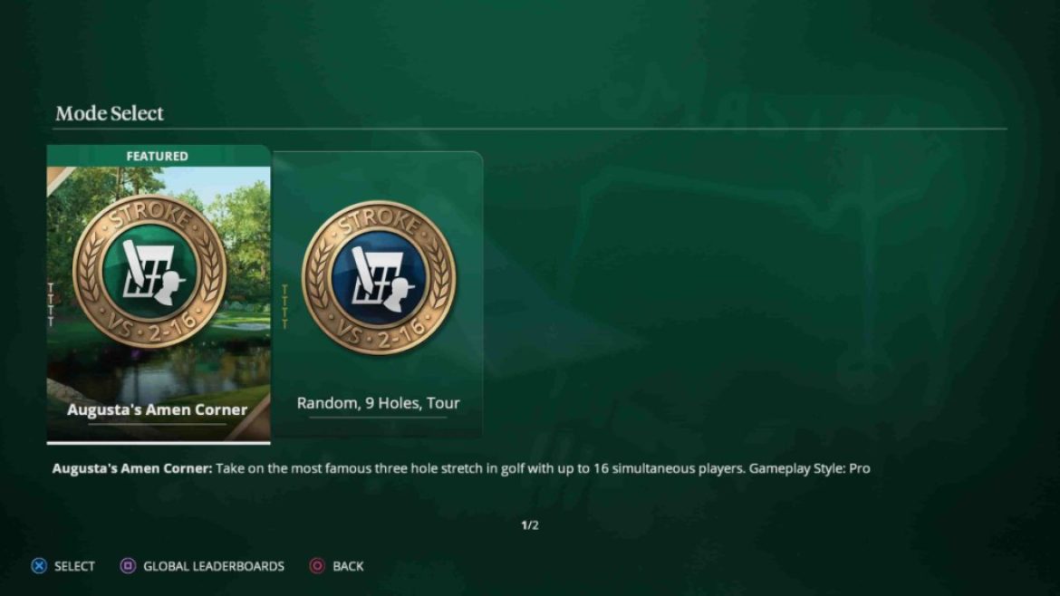 Tournée EA Sport PGA |  Mode de jeu privé