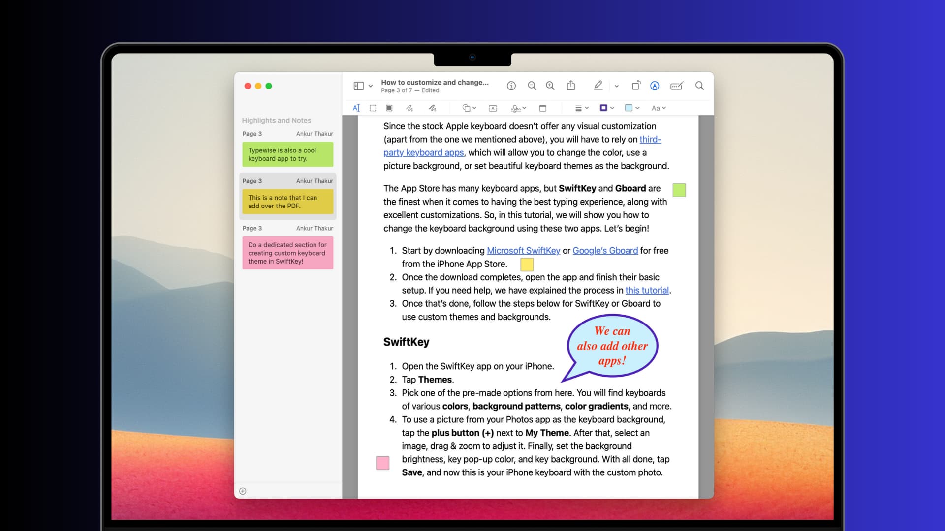 Ajouter des notes et une bulle de dialogue au PDF sur Mac