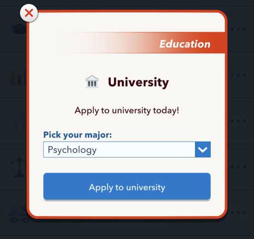 BitLife Psychology University Degree for Psychiatrist Job (Diplôme universitaire de psychologie BitLife pour un emploi de psychiatre)
