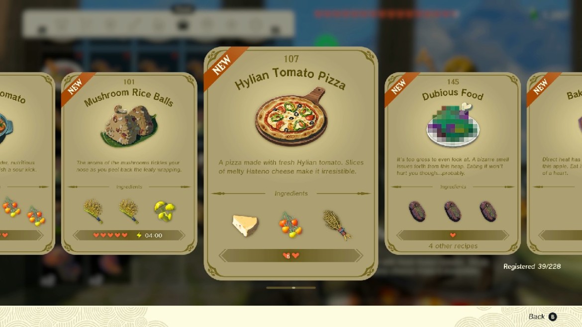 Comment faire une pizza dans Zelda Tears of the