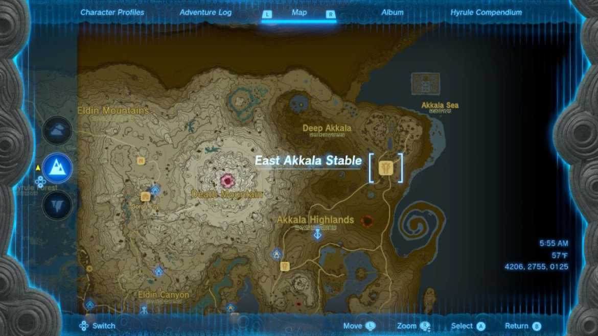 Emplacement stable de Zelda Tears of the Kingdom East Akkala