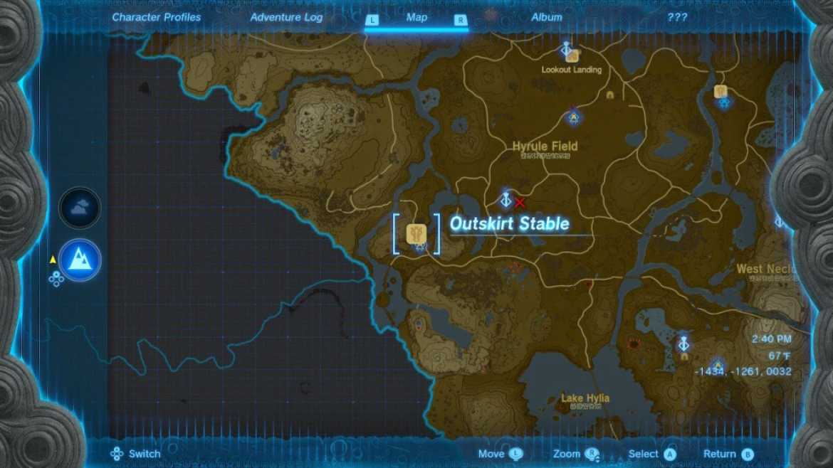 Carte stable de Zelda Tears of the Kingdom Outskirt