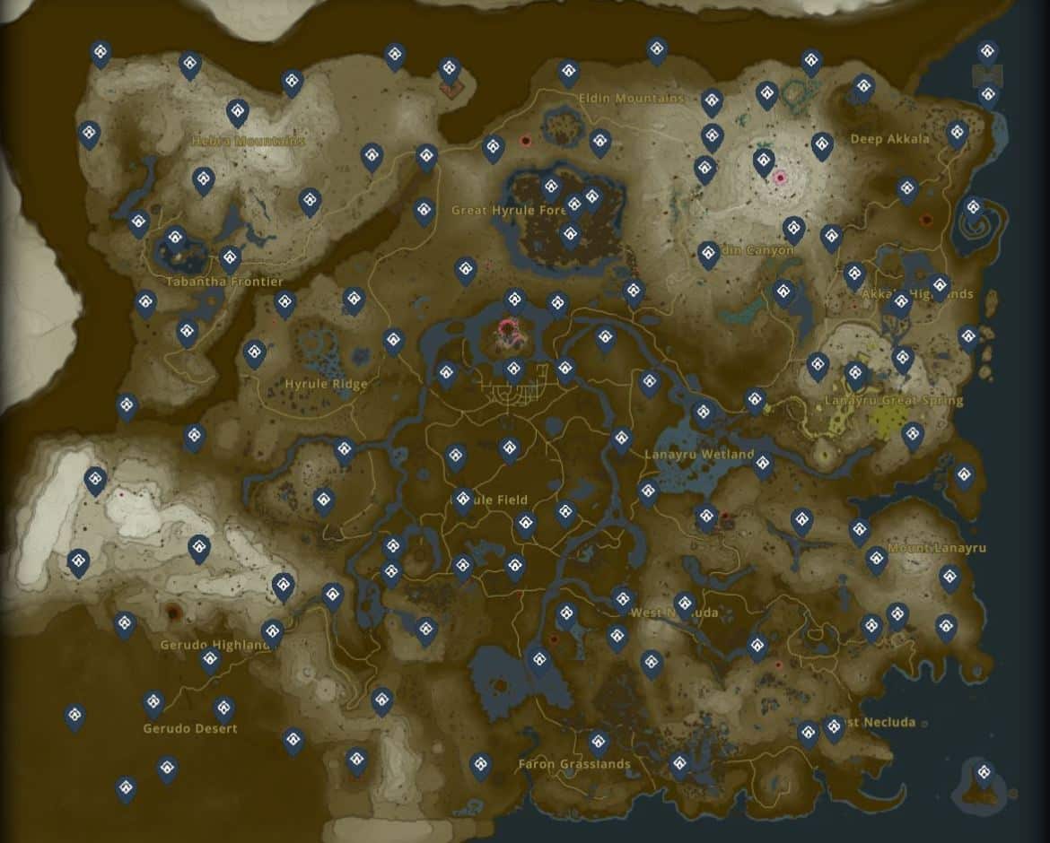 Tous les emplacements du sanctuaire dHyrule dans Zelda Tears of