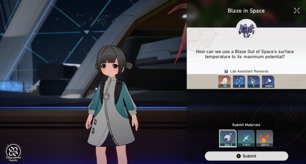 Wen Shiling Quest Blaze in Space Item Requirements from Honkai: Star Rail
