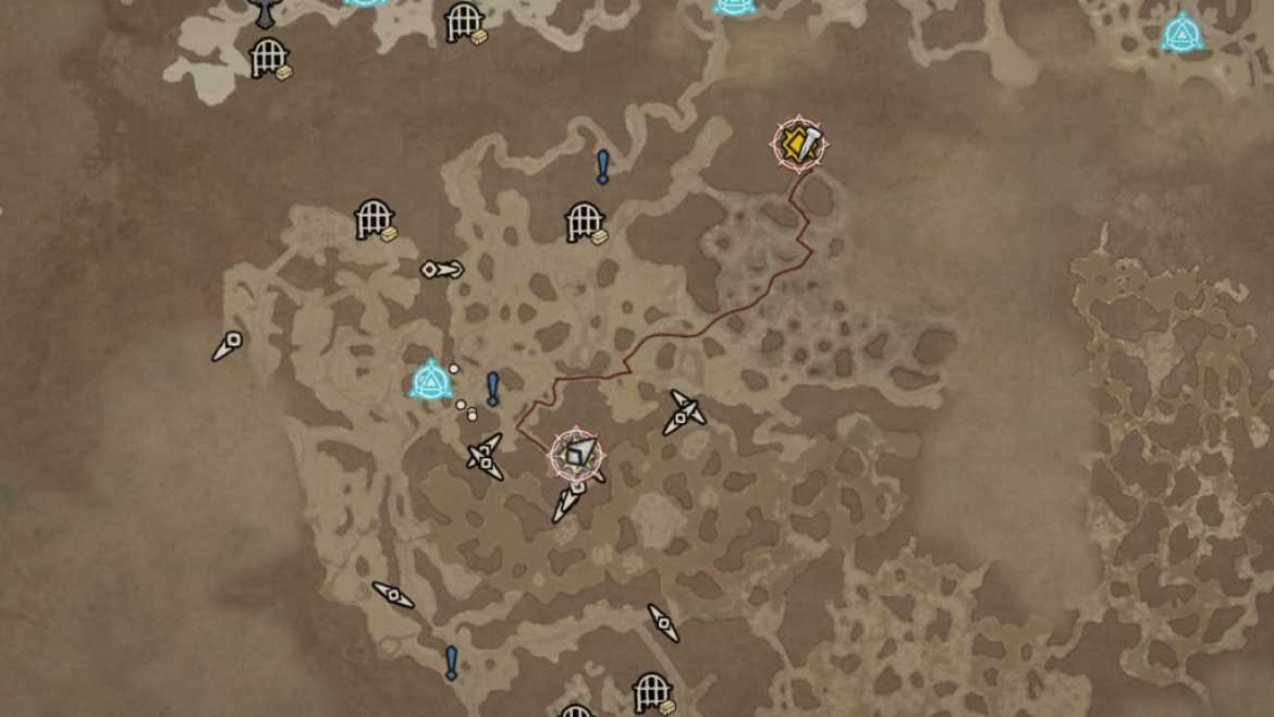 Diablo 4 Purified Quicksilver Witch of the Wastes Quest Map Route