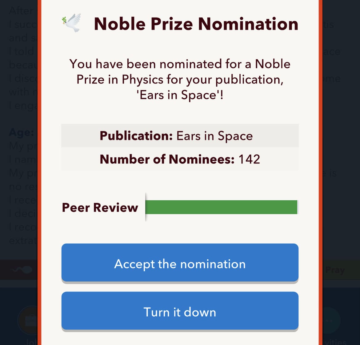 Nomination au prix Nobel BitLife