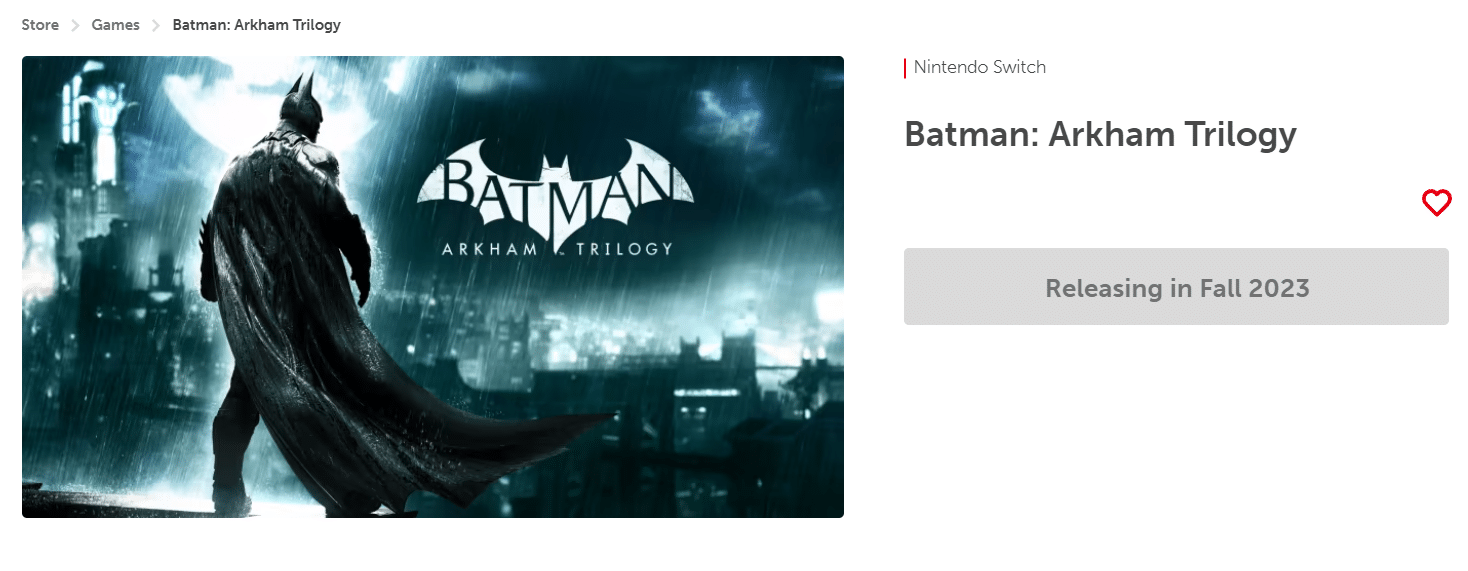 Batman Arkham Trilogy Switch Date de sortie