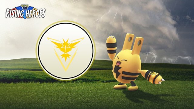 Une image de l’Elekid de Spark de Pokémon GO à côté du logo Team Instinct.