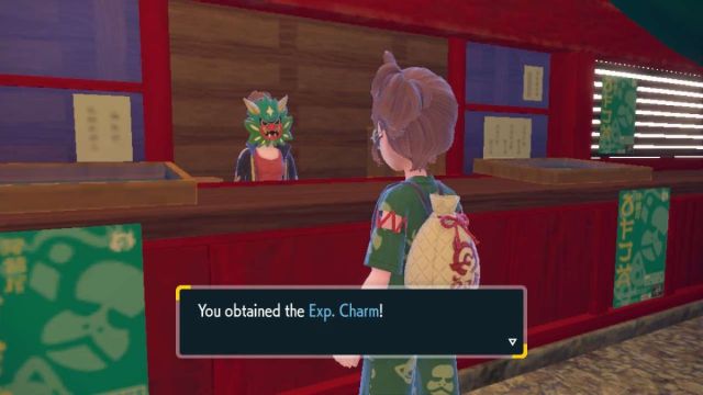 Capture d’écran de l’obtention du charme Exp dans le DLC Pokemon Scarlet et Violet The Teal Mask.