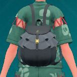 Une capture d’écran d’un sac à dos à froufrous noir de Pokémon Écarlate et Violet: The Saral Mask.