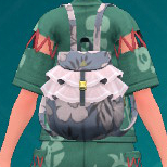Une capture d’écran d’un sac à dos à froufrous à motifs floraux de Pokémon Écarlate et Violet: The Saral Mask.