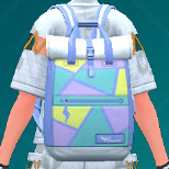 Une capture d’écran d’un sac à dos en nylon bidirectionnel à motifs de tuiles de Pokémon Écarlate et Violet: The Saral Mask.
