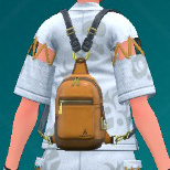 Capture d’écran d’un sac à dos en cuir classique caramel de Pokémon Écarlate et Violet : Le masque sarcelle.