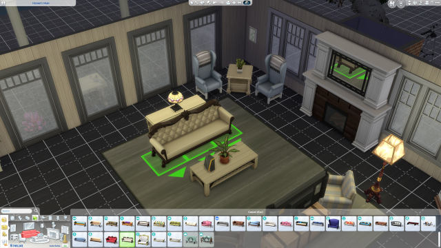 Capture d’écran d’une modification de l’emplacement d’un canapé dans Les Sims 4.