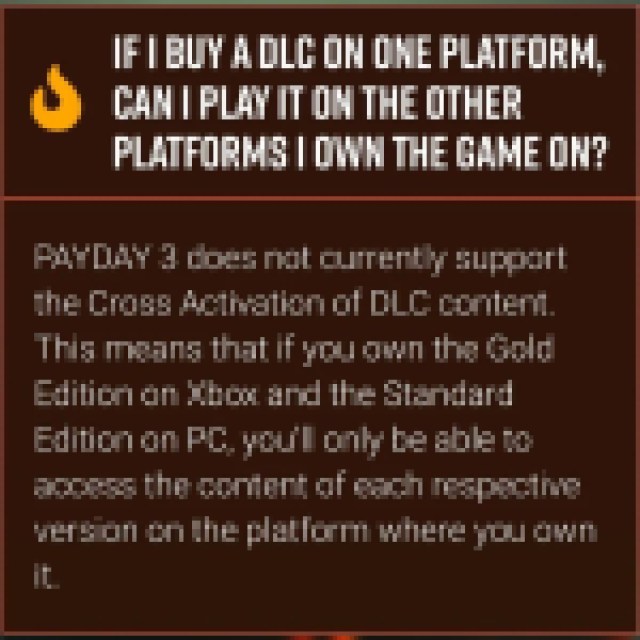 Payday 3 DLC est il cross compatable –Repondu