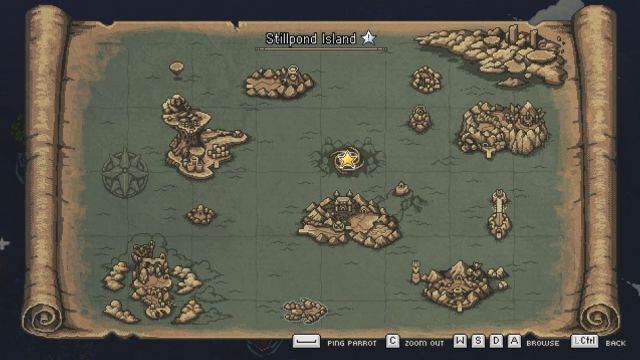Capture d’écran de l’emplacement de la carte de l’île Stillpond dans Sea of Stars.
