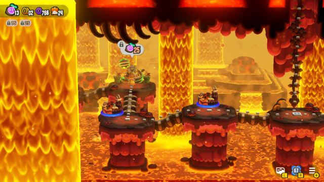 Une capture d’écran de Super Mario Bros. Wonder des 25 Wonder Seed verrouillés dans le niveau W6.