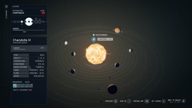 Carte du Starfield Charybdis Star System