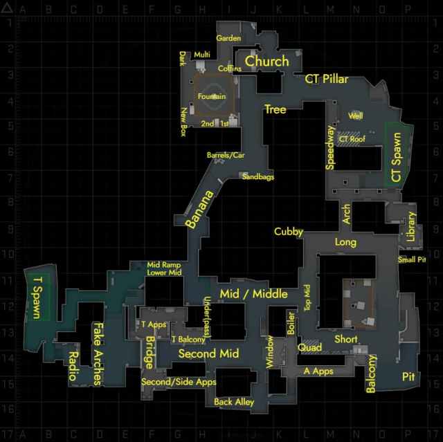 Toutes les legendes Inferno dans CS2 Map Guide