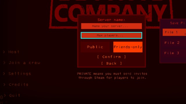 Capture d’écran de l’option Max Players dans le jeu.