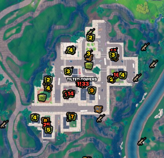 Emplacements du butin Fortnite Tilted Towers
