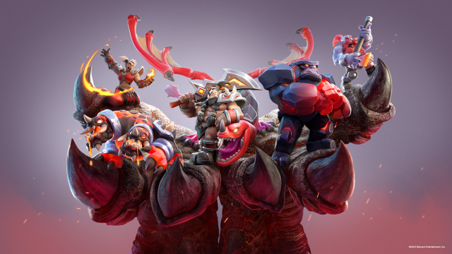 Image d’unités Warcraft Rumble debout sur une relique de donjon.
