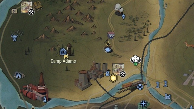 Carte de Fallout 76 Camp Adams